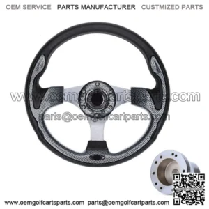 Golf Cart Steering Wheel with Adapter for Club Car Precedent Carbon Fiber