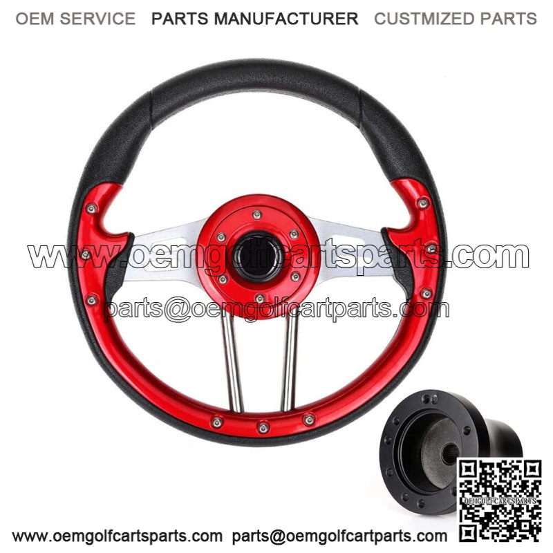 Red Golf Cart Steering Wheel W/ Black Adapter for EZGO TXT RXV Cart Parts