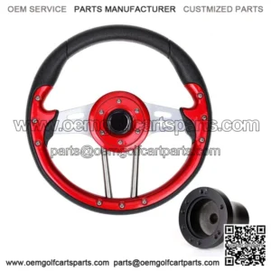 Red Golf Cart Steering Wheel for YAMAHA Carts with Black Hub Adapter