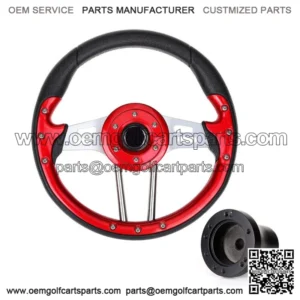 Golf Cart Steering Wheel & Black Hub Adapter for Club Car Precedent -Red