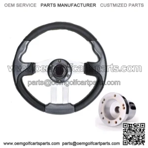 Golf Cart Steering Wheel and Adapter for EZGO TXT RXV Cart Carbon Fiber