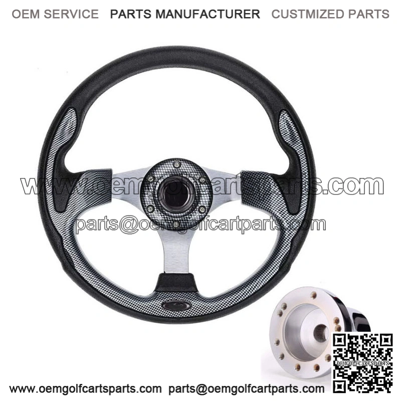 12.5inch Golf Cart Steering Wheel with 5/6 Hole Hub Adapter for EZGO TXT RXV