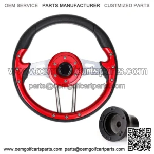 12.5" Golf Cart Steering Wheel & Black Hub Adaptor for Club Car DS Carts