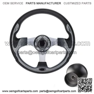Carbon Fiber Golf Cart Steering Wheel & Black Hub Adapter for Yamaha Carts