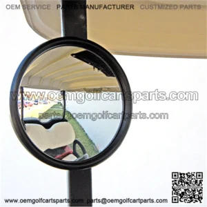 Golf Cart Side Mirror (Round, Side Mount Rear View)