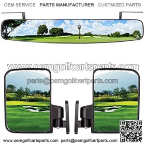 Newest Golf Cart Folding Side Mirrors and Rear View Mirror 16.5" Extra Wide Panoramic Golf Cart Mirrors Fits for Club Car EZGO Yamaha Combo Pack