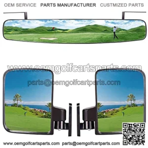 Golf Cart Side Mirror and Rear View Mirror Kit for EZGO, Club Car, Yamaha