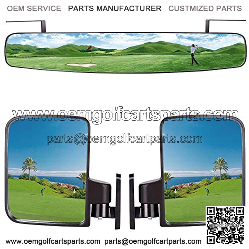 Golf Cart Side Mirror and Rear View Mirror Kit for EZGO, Club Car, Yamaha