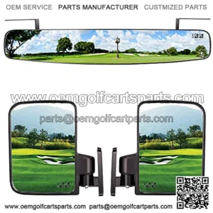 Universal Golf Cart Rear View Mirror Wide Rear View Convex and Folding Side View Mirrors Kit for Club Car, EZGO, Yamaha