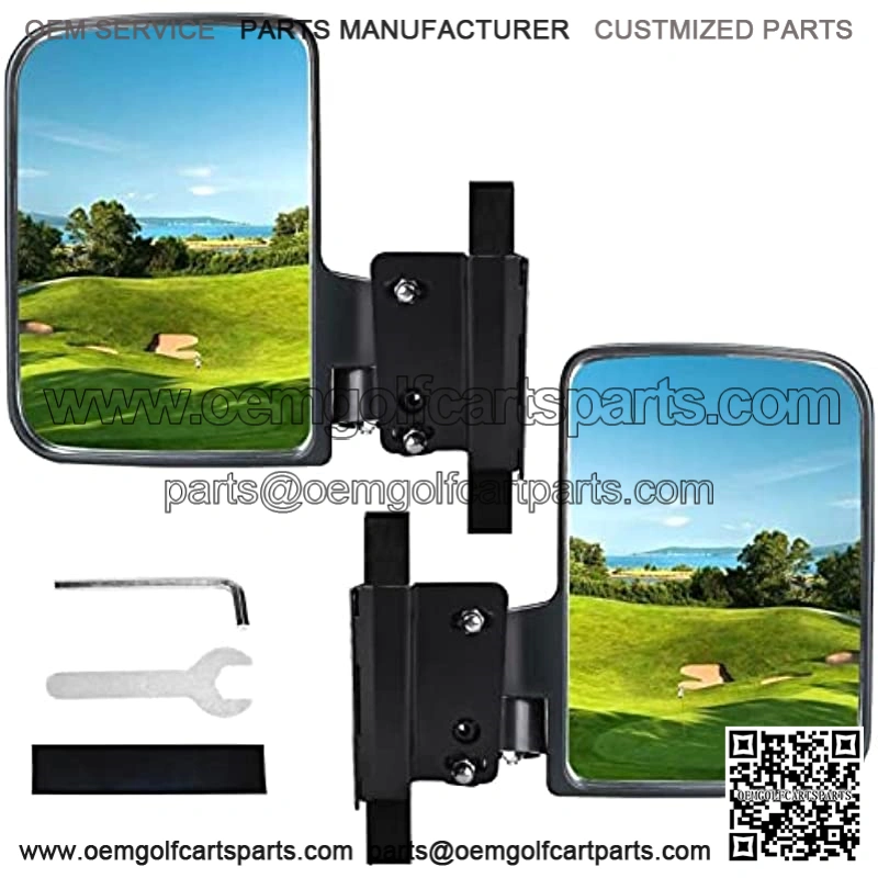 Only Fit 0.75 & 1 Inch Square Strut, No-Drilling Required Golf Cart Side Mirror Kit for EZGO Yamaha Club Car Star Zone Carts Adjustable One Pair Golf Cart Folding Rear View Mirrors Set