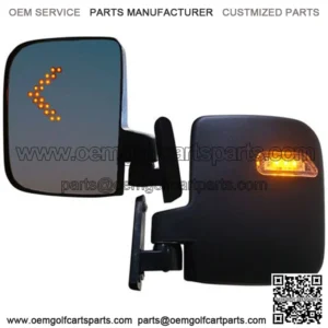 LED Turn Signal Golf Cart Mirrors - Fully Adjustable Side Mirrors (Set of 2, 12V-48V)