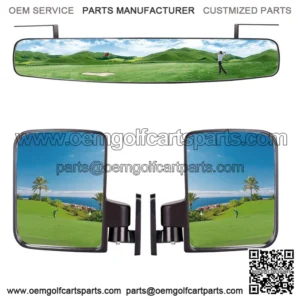 Golf Cart Side Mirrors & Panoramic Rear View Mirror for Yamaha EZGO Club Car