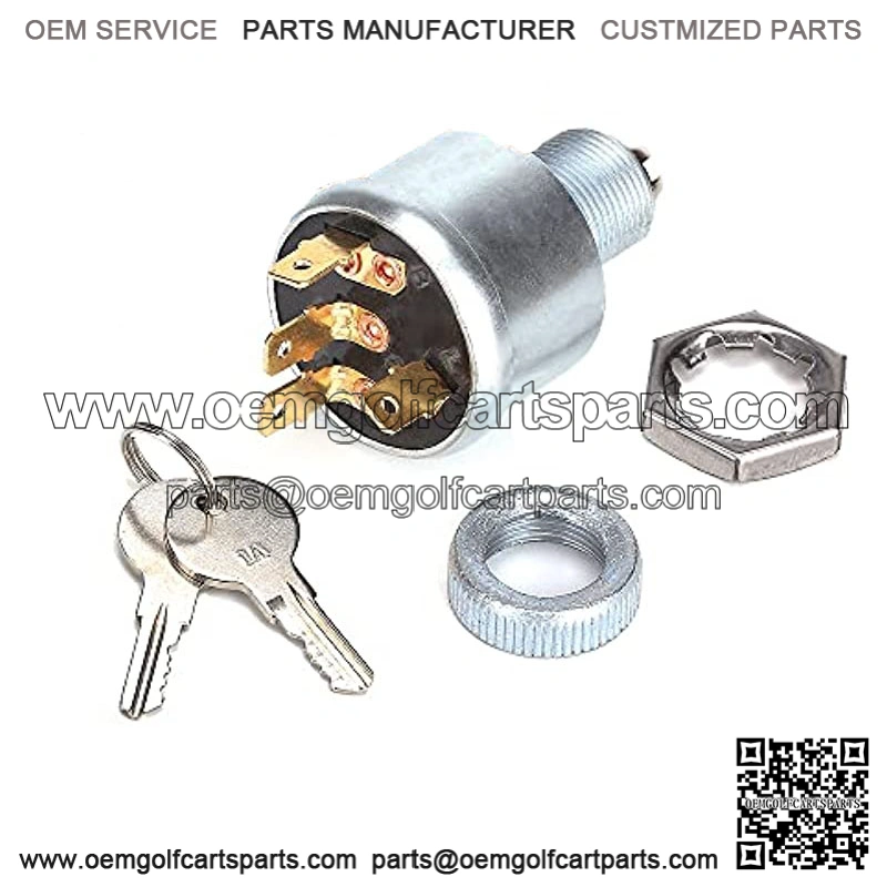 Ignition Switch for EZGO Gas & Electric, 3-Way 4-Terminal with 2 Standard Keys, OEM# 33639G01 33639-G01