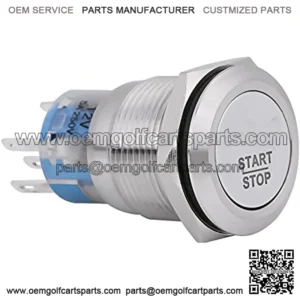 Engine Start Switch, Universal 12V Waterproof Car LED Engine Start Push Button Switch Ignition Starter with 19mm Mounting Hole(Silver)