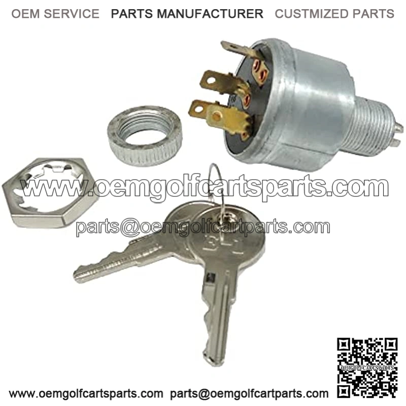 Ignition Switch with 2 Key Starter Switch Compatible with Golf Cart EZGO 1981-up Gas/Electric (with Lights) 4-Prong OEM# 33639G01