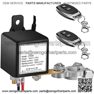 DC12V Remote Battery Disconnect Switch Auto On Off Kill Switch for Car, 200A Electromagnetic Solenoid Valve Terminal
