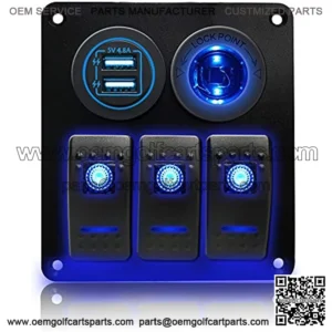 3 Gang Blue LED 5 Pin ON/Off Switch Panel with 5V/4.8A Dual USB Blue Power Socket Labels and Wiring Kits for Marine Boat Car Rv Vehicles Truck????