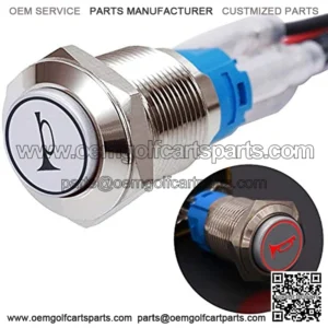 Twidec/16MM Raised Speaker Horn Momentary Push Button Switch 5/8" Mounting Hole 12V Red Led Light Silver Stainless Steel Shell 1NO 1NC SPDT with Pre-Wiring Wires Switch for Car Modification G16LB-R