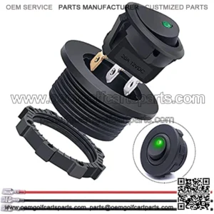 20A 12VDC Round Rocker Switch with Shell SPST ON Off 3 Pin 2 Position Green DOT LED Light Illuminated Rocker Toggle Switch for Car Truck Boat DIY Modification KF012-G