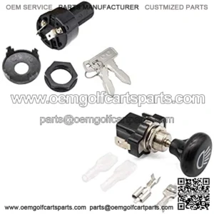 Ignition/Key Switch Suit for Club Car Precedent and Universal 12V Car Push Pull Headlight Switch Button,for Golf Cart Club Car EZGO Yamaha
