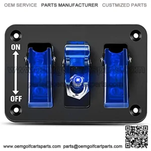 3 Gang Toggle Switch 12V Rocker Switch Panel with LED Light ??Flip Cover Heavy-Duty ON/Off Switch Plate 3 Pin SPST Rocker Switch for Cars, Trucks, Boats, ATVs, Race Cars, Golf carts (Blue)