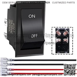 Reverse Polarity Rocker Switch 50V DC 20A 4 Pin DPST ON/Off 2 Position RV Jack Motor Control Switch with Wire for RV Trailer Camper Car KCD2-7-201-4PIN-X
