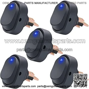 Twidec/5Pcs LED Lighted Rocker Switch Toggle 12V 30A SPST 3 Pin On-Off Blue Round Dot Switch for Car Boat Marine ASW-20D-BU