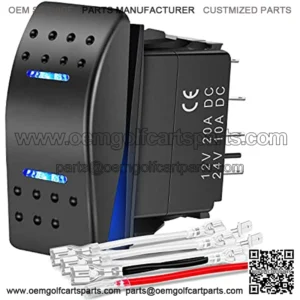 Momentary Rocker Switch Toggle ON Off ON Switch DPDT 7Pin 12V 24V Switch Jumper Wires Winch Pump Switch for Cars Trucks Caravans Boats
