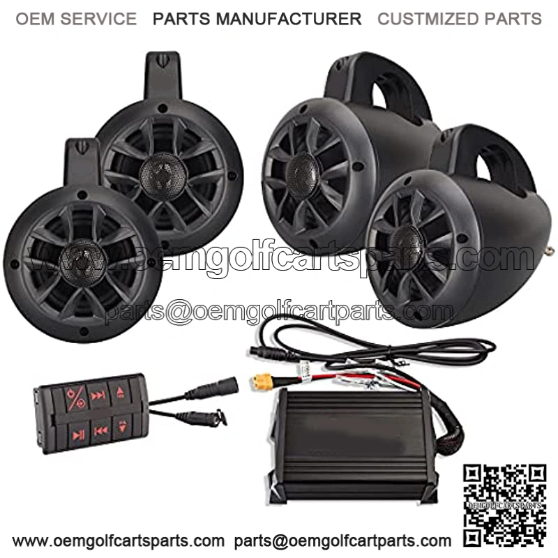 NUTV4 Quad - 4 Channels Marine Bluetooth ATV/Golf Cart/UTV Speakers Stereo System