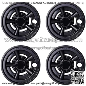Golf Cart Wheel Covers Hub Caps for Yamaha/Club CAR/EZ-GO Par Car 8" (Set of 4) (Black)