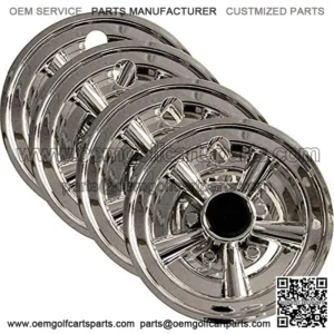 Set (4) 8. Chrome Wheel Covers for EZGO, Club Car and Yamaha Golf Carts