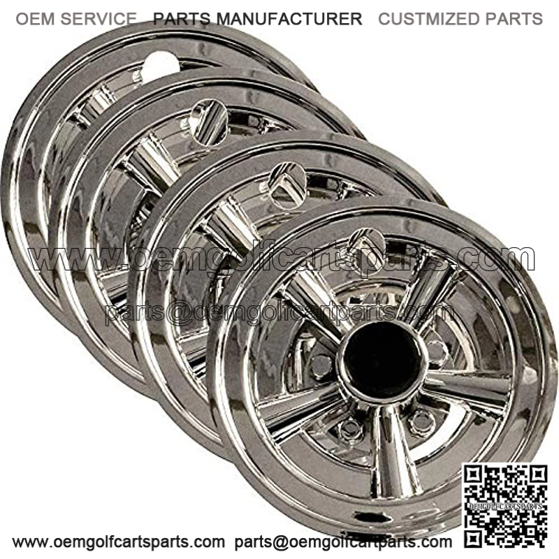 Set (4) 8. Chrome Wheel Covers for EZGO, Club Car and Yamaha Golf Carts