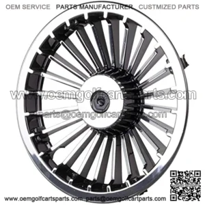 8" Golf Cart Turbine Wheel Covers Hub Caps (Set Of 4) - Black/Silver