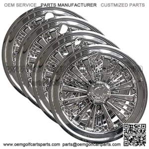 Set (4) 8. Chrome Eagle Wheel Covers for Club Car, EZGO, Yamaha, Golf Carts