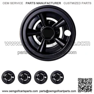 Golf Cart Wheel Covers Hub Caps (Set of 4), Compatible with EZGO Club Car Yamaha Carts 8"- Black