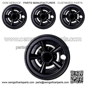 8 Inch Golf Cart Wheel Covers Hub Caps for EZGO, Club Car, Yamaha, Black Set of 4
