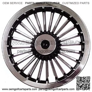 8" Turbine Black/Silver Golf Cart Hub Caps - Each