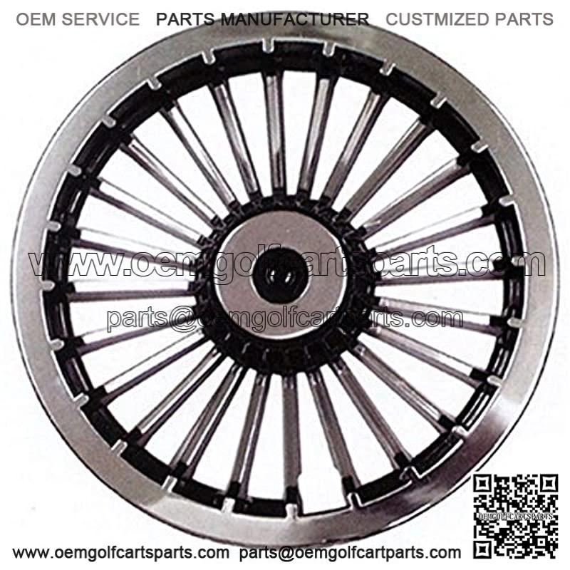 8" Turbine Black/Silver Golf Cart Hub Caps - Each