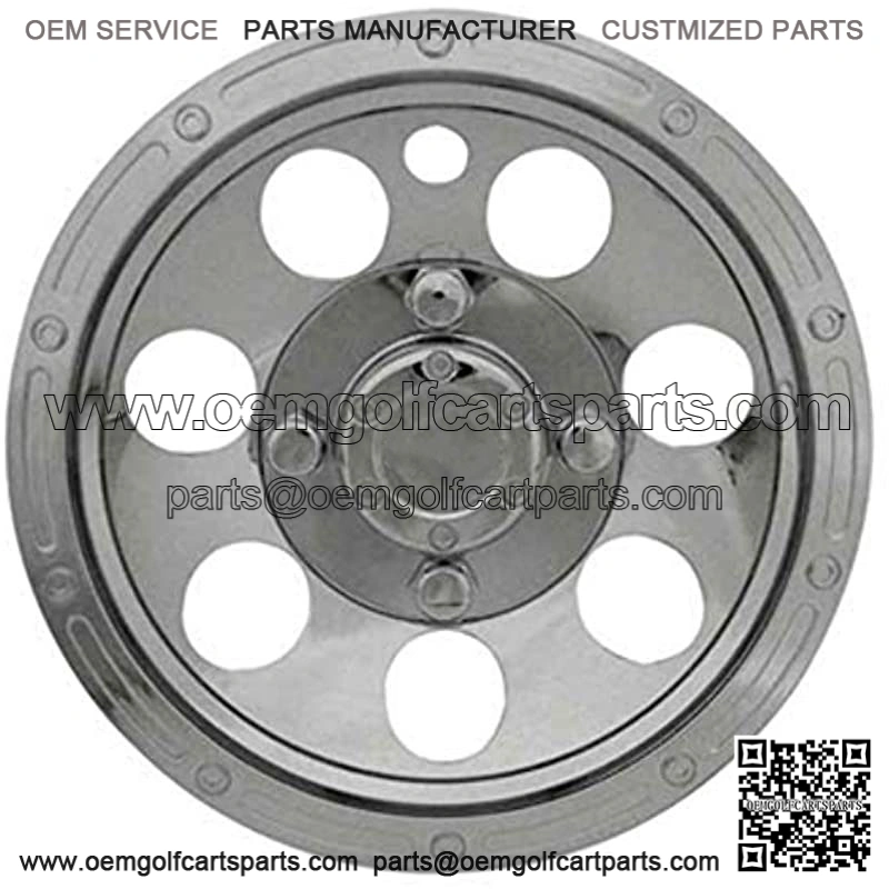 10" Chrome Beadlock Golf Cart Hub Caps - Each