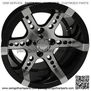 RX260 Machined w/ Black w/ Center Cap 14x7 ET-25 Golf Cart Wheel