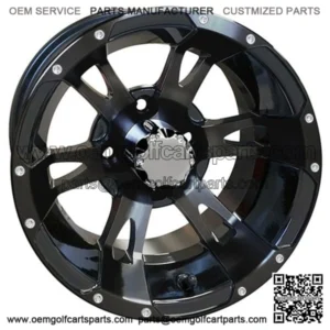 12" Golf Cart Wheel, Black Rim & Center Cap, 12x7 ET-25