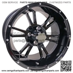 14" Golf Cart Wheel, Black Rim & Center Cap, 14x7 ET-25