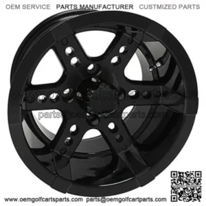 14" Golf Cart Wheel, RX262, Black w/ Center Cap, 14x7 ET-25