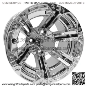 12" Golf Cart Wheel, Chrome Rim & Center Cap, 12x7 ET-25