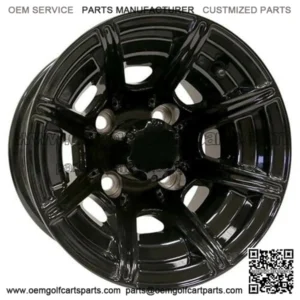 10" Golf Cart Wheel, 8 Spoke GloBlack Rim & Center Cap, 10x7 ET-22