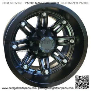 10" Golf Cart Wheel, Matte Black Rim & Center Cap, 10x7 ET-25