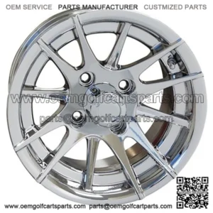 12" Golf Cart Wheel, 12 Spoke, Chrome Rim & Center Cap, 12x6 Centered