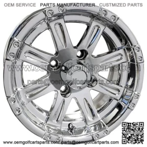 12" Golf Cart Wheel, Chrome Rim & Center Cap, 12x6 Centered
