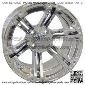14" Golf Cart Wheel, Chrome Rim & Center Cap, 14x7 ET-25