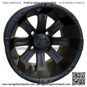 12" Golf Cart Wheel, Matte Black Rim & Center Cap, 12x7 ET-25